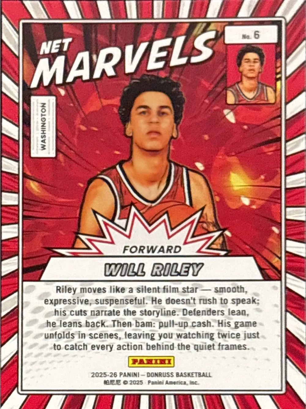 Panini Marvels Will Riley Rookie Basketball Card